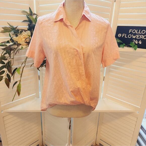 RAG & BONE PEACH SMALL STRIPE DRAPE BLOUSE - Picture 7 of 7